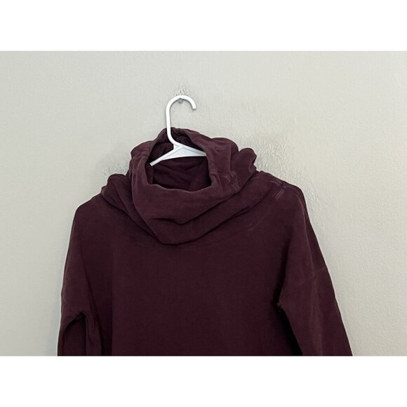 Lululemon Sweatshirt Size 6 Burgundy Stress Less Funnel Neck Hoodie Pullover - Picture 2 of 14
